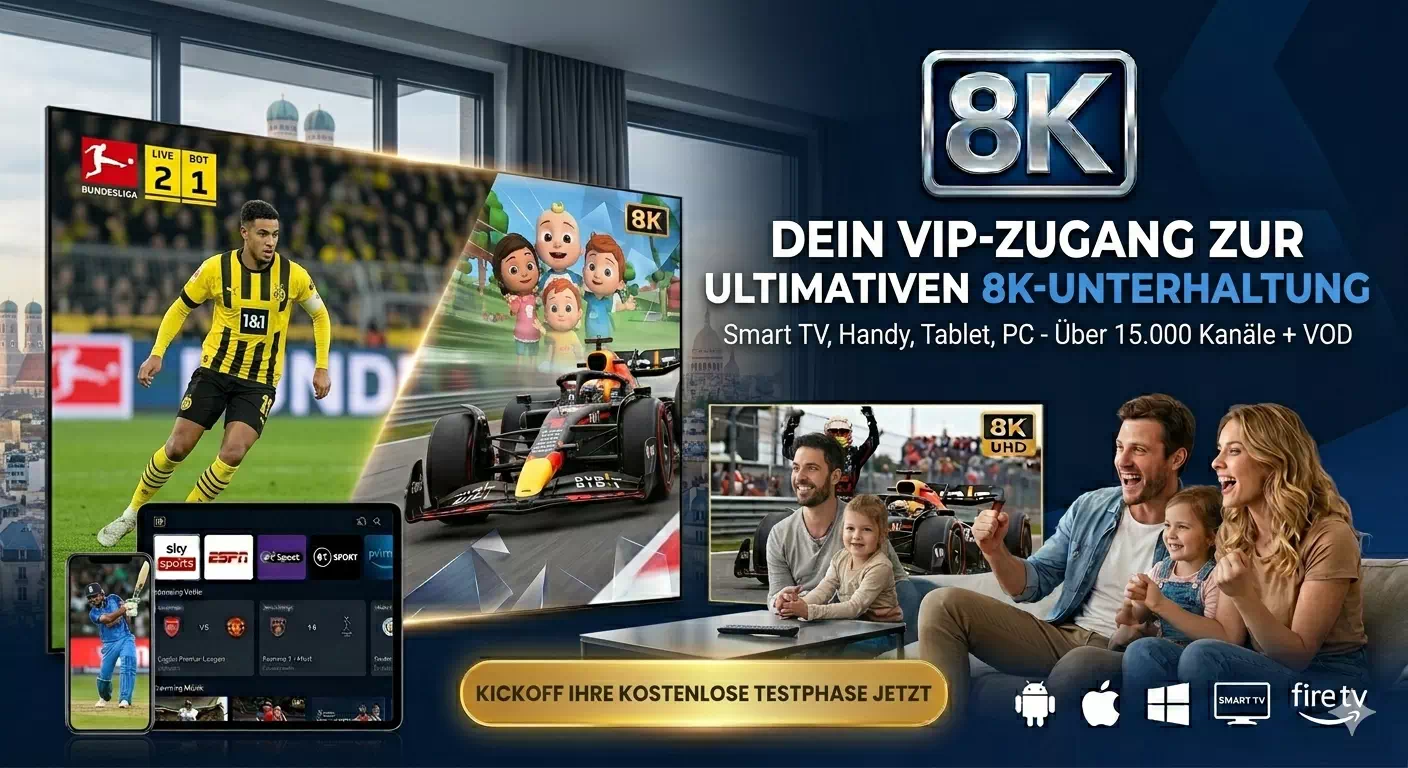 Erleben Sie ultimative Unterhaltung mit unserer IPTV 8K Player Abonnement VIP Gold Playlist